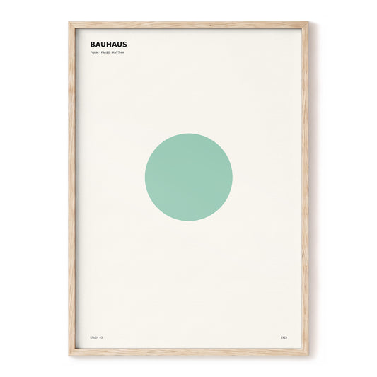 Mint Orbit Study, green, beige, black minimalist wall art, front artwork view