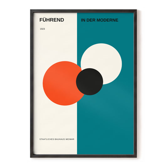 Modernist Orbit, beige, green, orange minimalist wall art, front artwork view