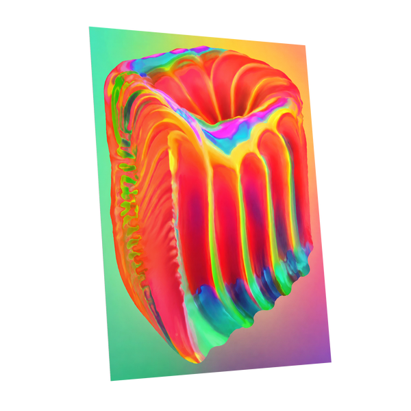 Molten Spectrum, red, orange, yellow abstract wall art shown as a unframed poster wall art print