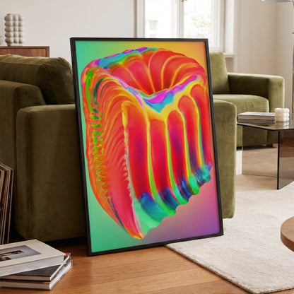 Molten Spectrum, red, orange, yellow abstract wall art displayed in a styled interior, gallery view 2