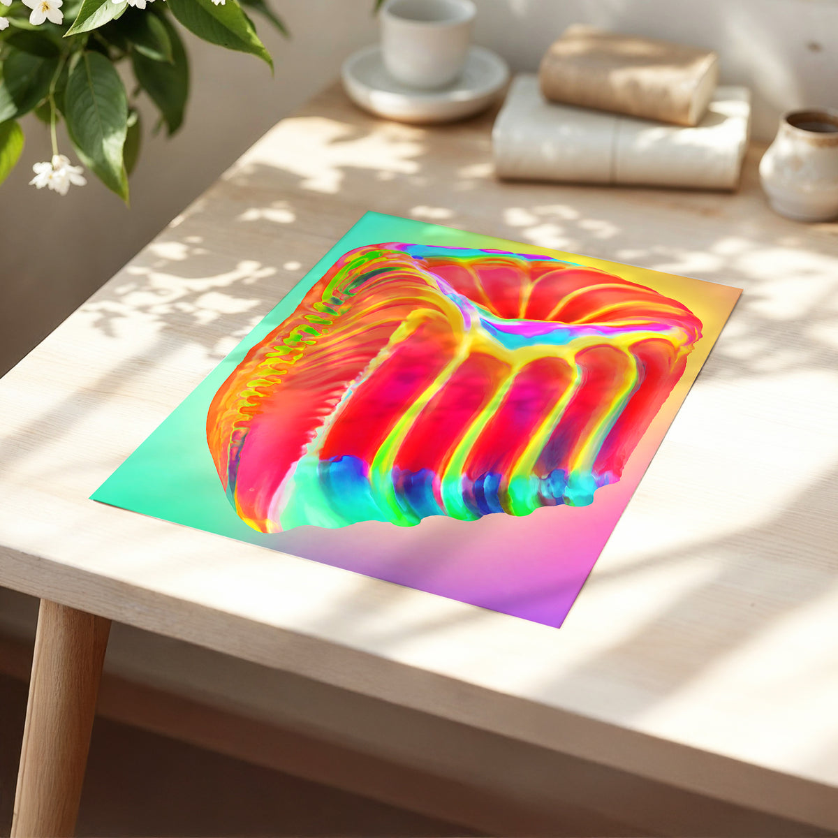 Molten Spectrum, red, orange, yellow abstract wall art displayed in a styled interior, gallery view 5