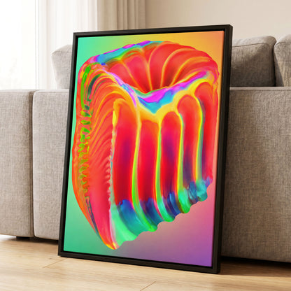 Molten Spectrum, red, orange, yellow abstract wall art displayed in a styled interior, gallery view 8