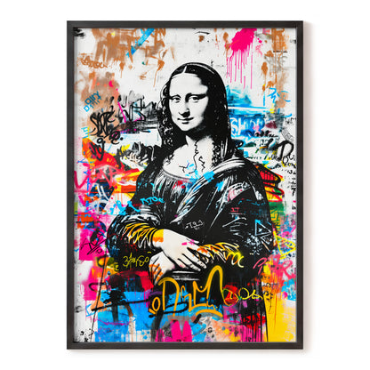 Mona in Neon, multicolor, black, white abstract wall art, front artwork view
