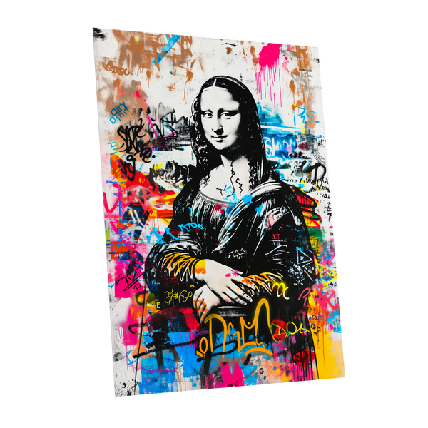 Mona in Neon, multicolor, black, white abstract wall art shown as a unframed poster wall art print