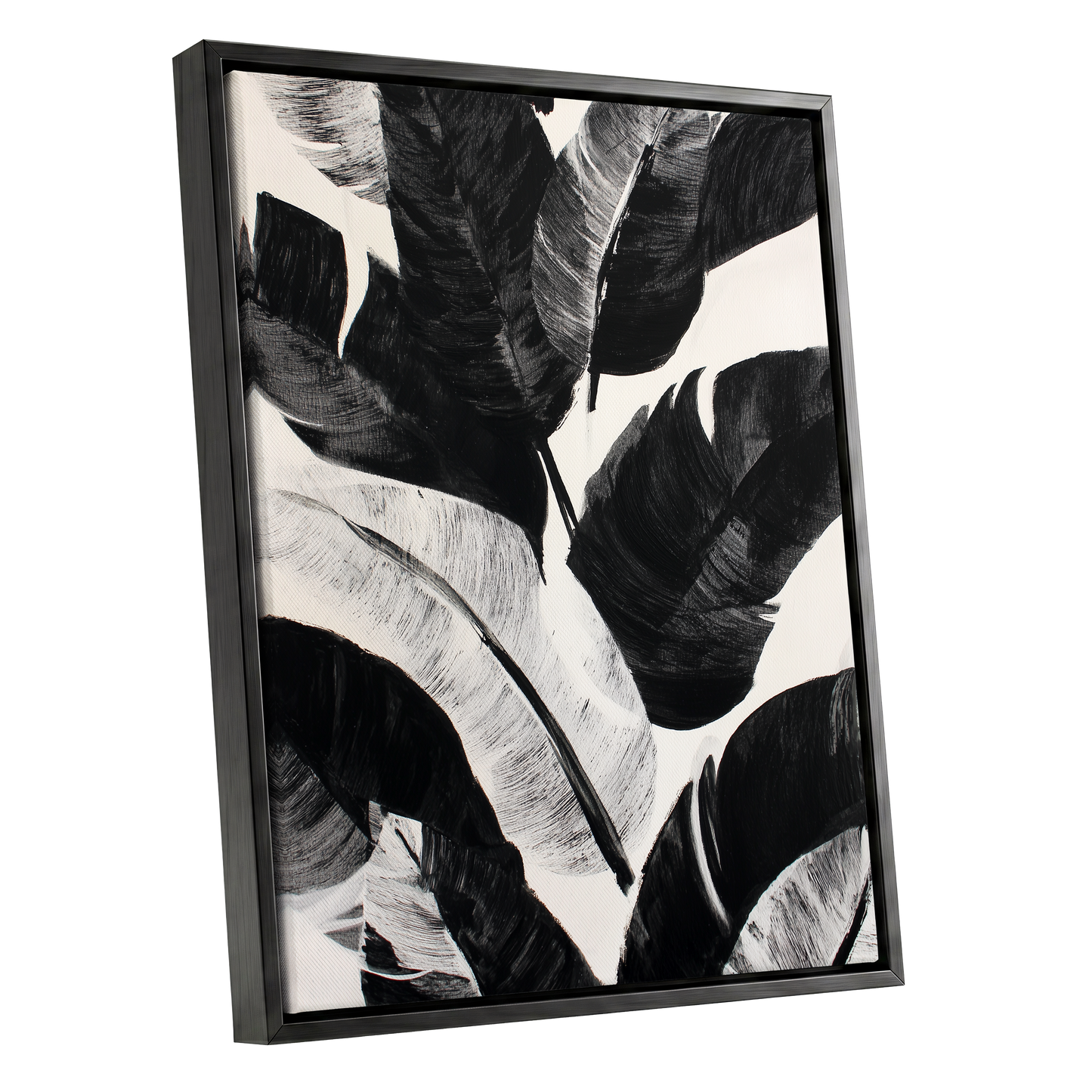 Monochrome Canopy, black, white, gray nature wall art shown as a black framed canvas wall art