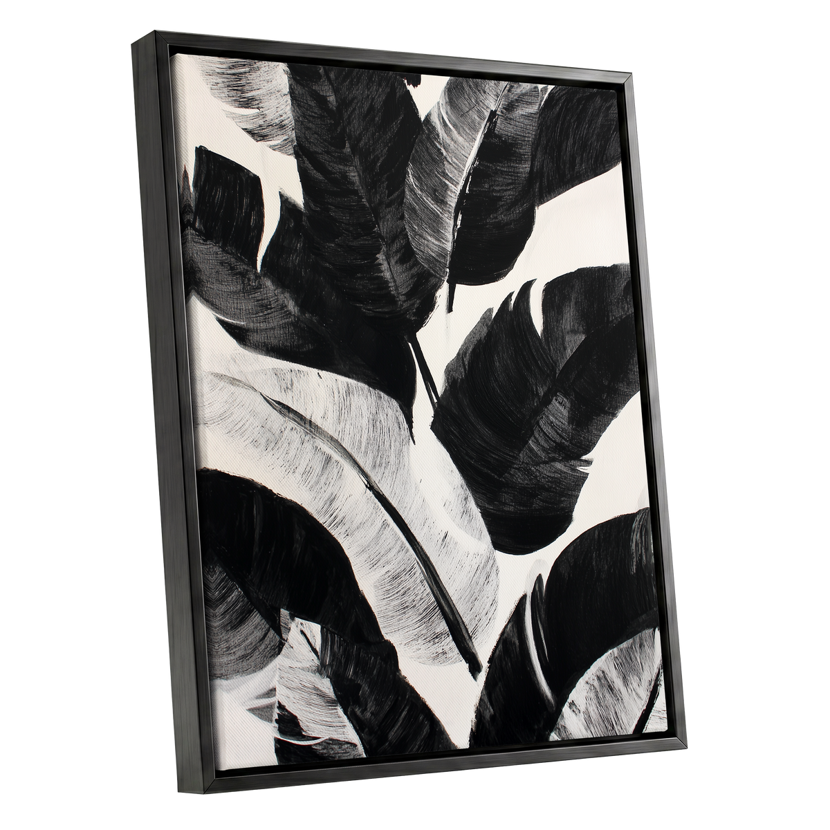 Monochrome Canopy, black, white, gray nature wall art shown as a black framed canvas wall art