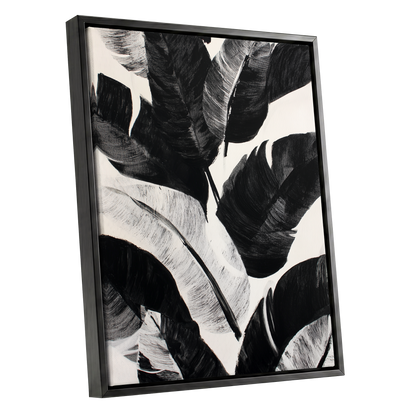 Monochrome Canopy, black, white, gray nature wall art shown as a black framed canvas wall art