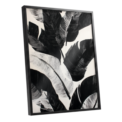 Monochrome Canopy, black, white, gray nature wall art shown as a black framed poster wall art print