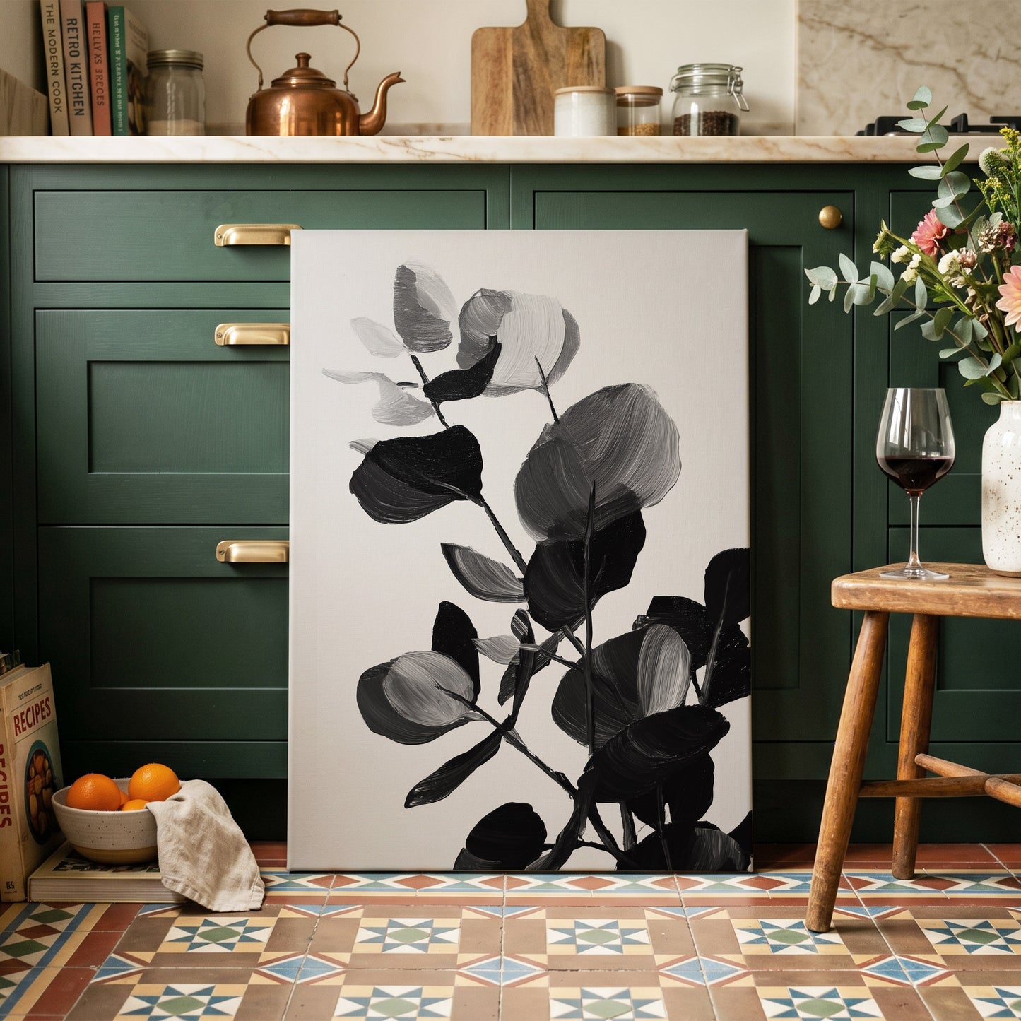 Monochrome Canopy – canvas wall art in a styled interior, gallery view 2