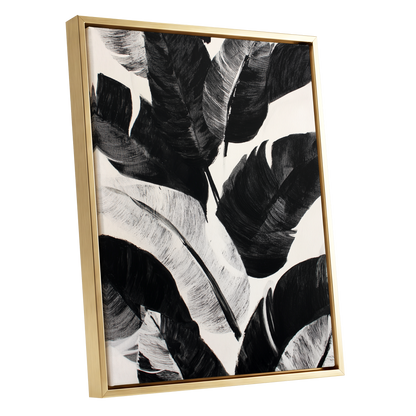 Monochrome Canopy, black, white, gray nature wall art shown as a gold framed canvas wall art