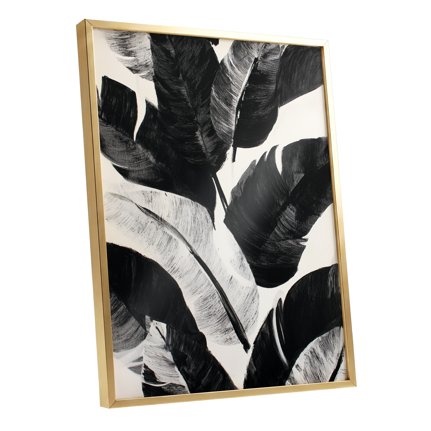 Monochrome Canopy, black, white, gray nature wall art shown as a gold framed poster wall art print