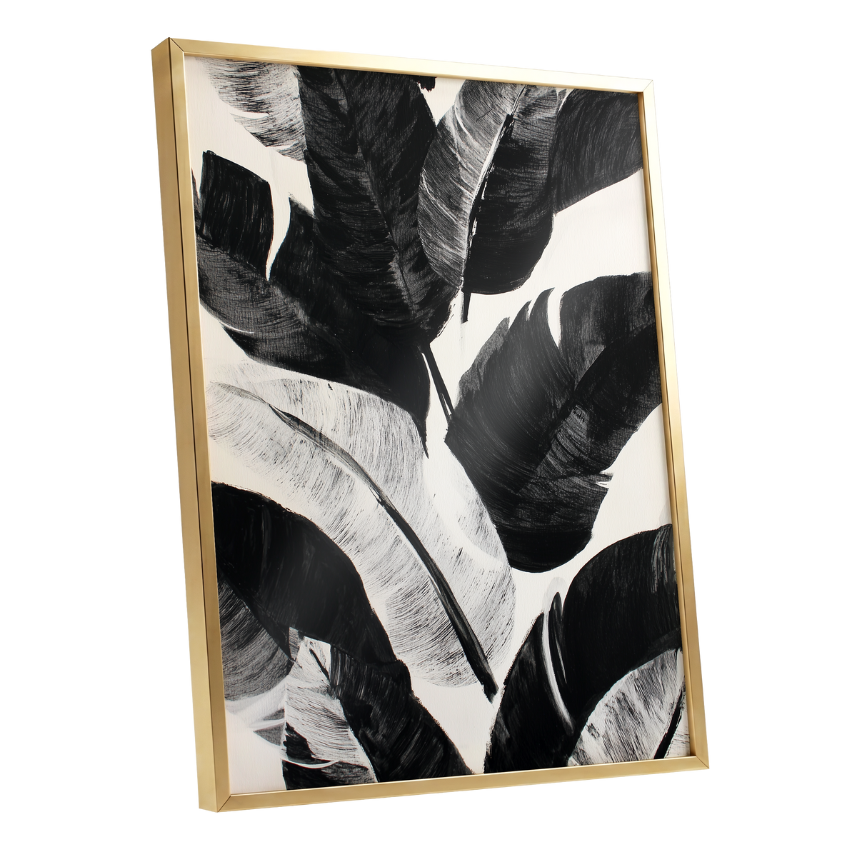 Monochrome Canopy, black, white, gray nature wall art shown as a gold framed poster wall art print