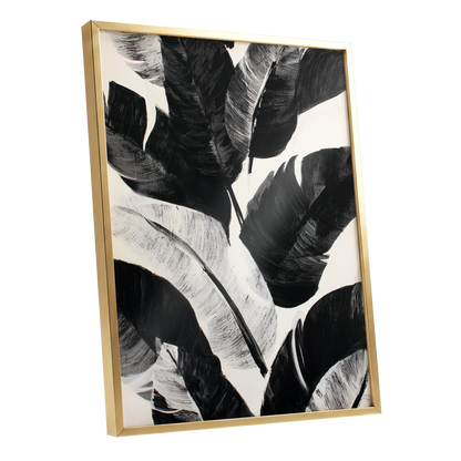 Monochrome Canopy, black, white, gray nature wall art shown as a gold framed poster wall art print