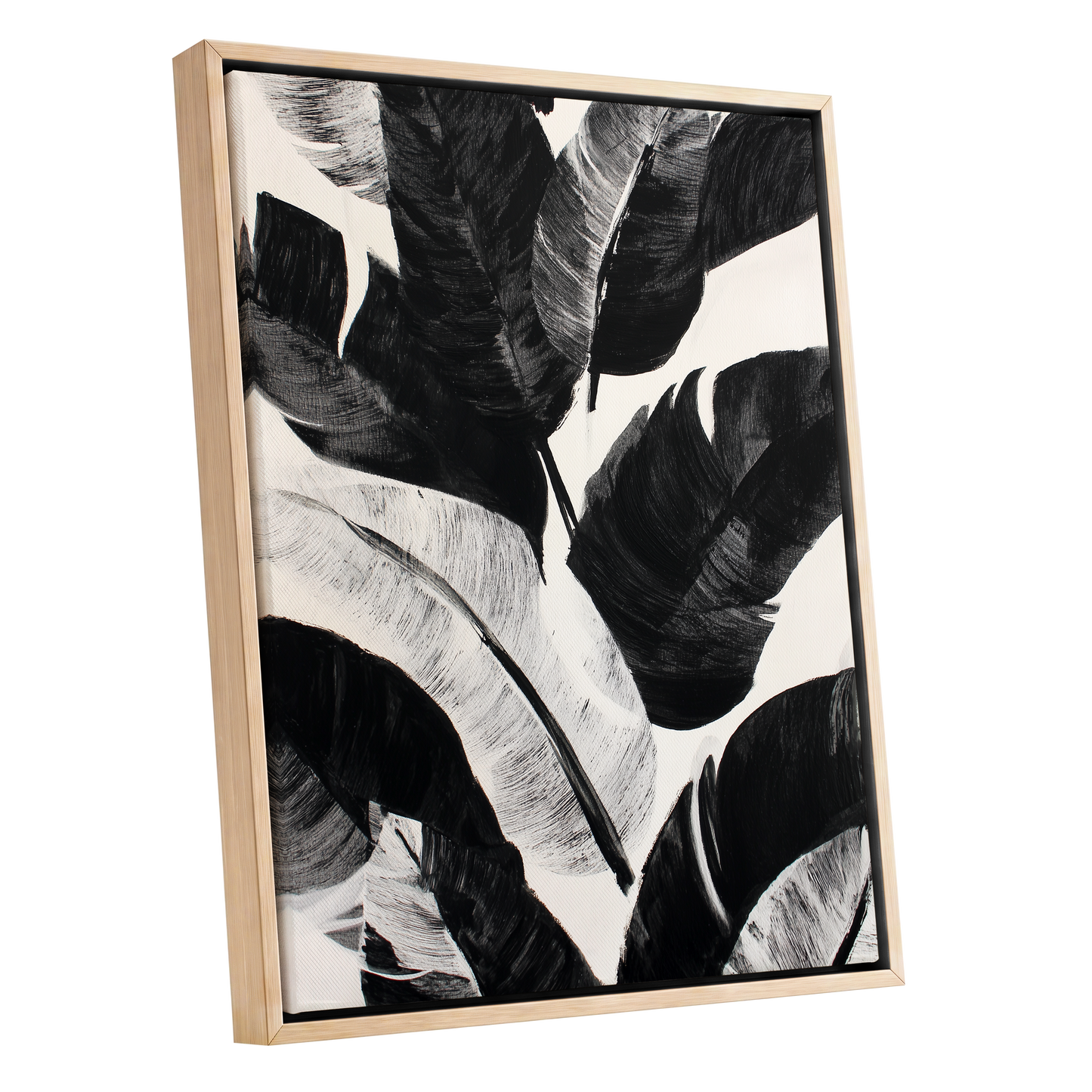 Monochrome Canopy, black, white, gray nature wall art shown as a oak framed canvas wall art