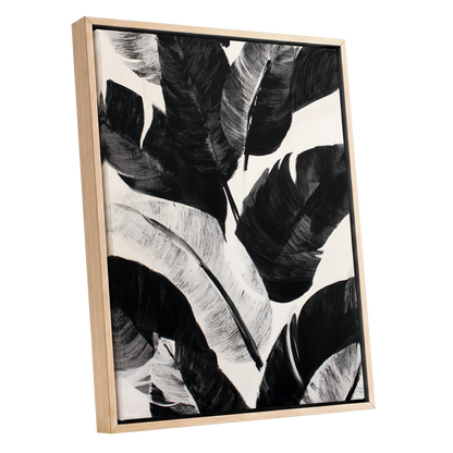 Monochrome Canopy, black, white, gray nature wall art shown as a oak framed canvas wall art