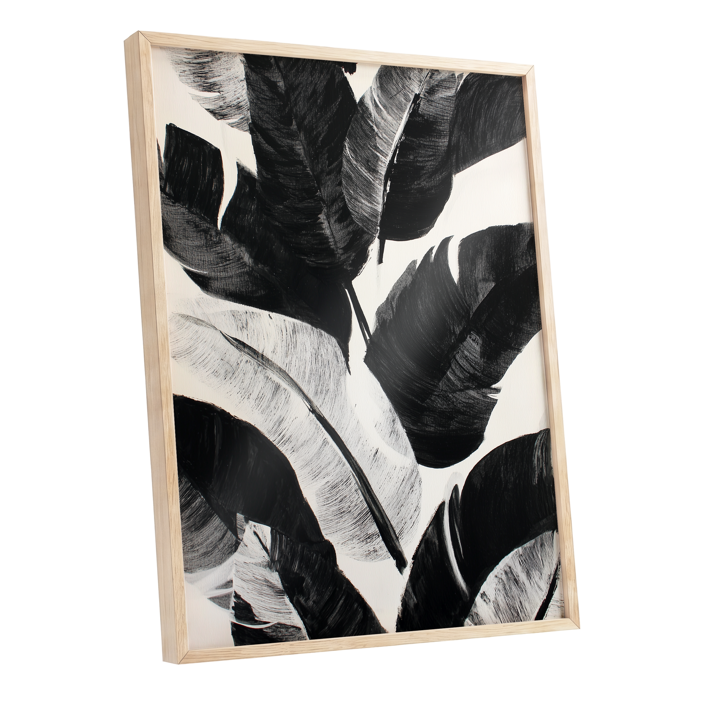 Monochrome Canopy, black, white, gray nature wall art shown as a oak framed poster wall art print