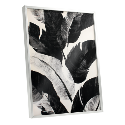 Monochrome Canopy, black, white, gray nature wall art shown as a silver framed poster wall art print