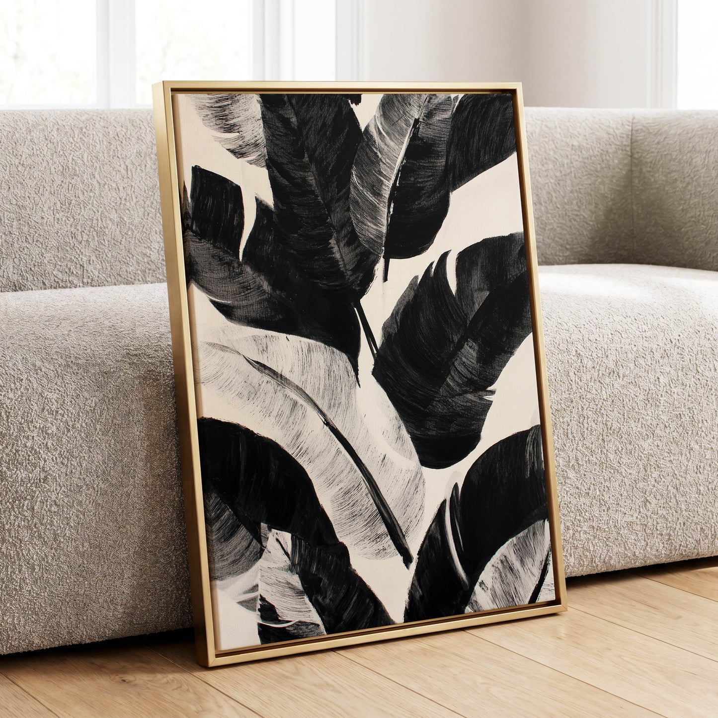 Monochrome Canopy, black, white, gray nature wall art displayed in a styled interior, gallery view 4