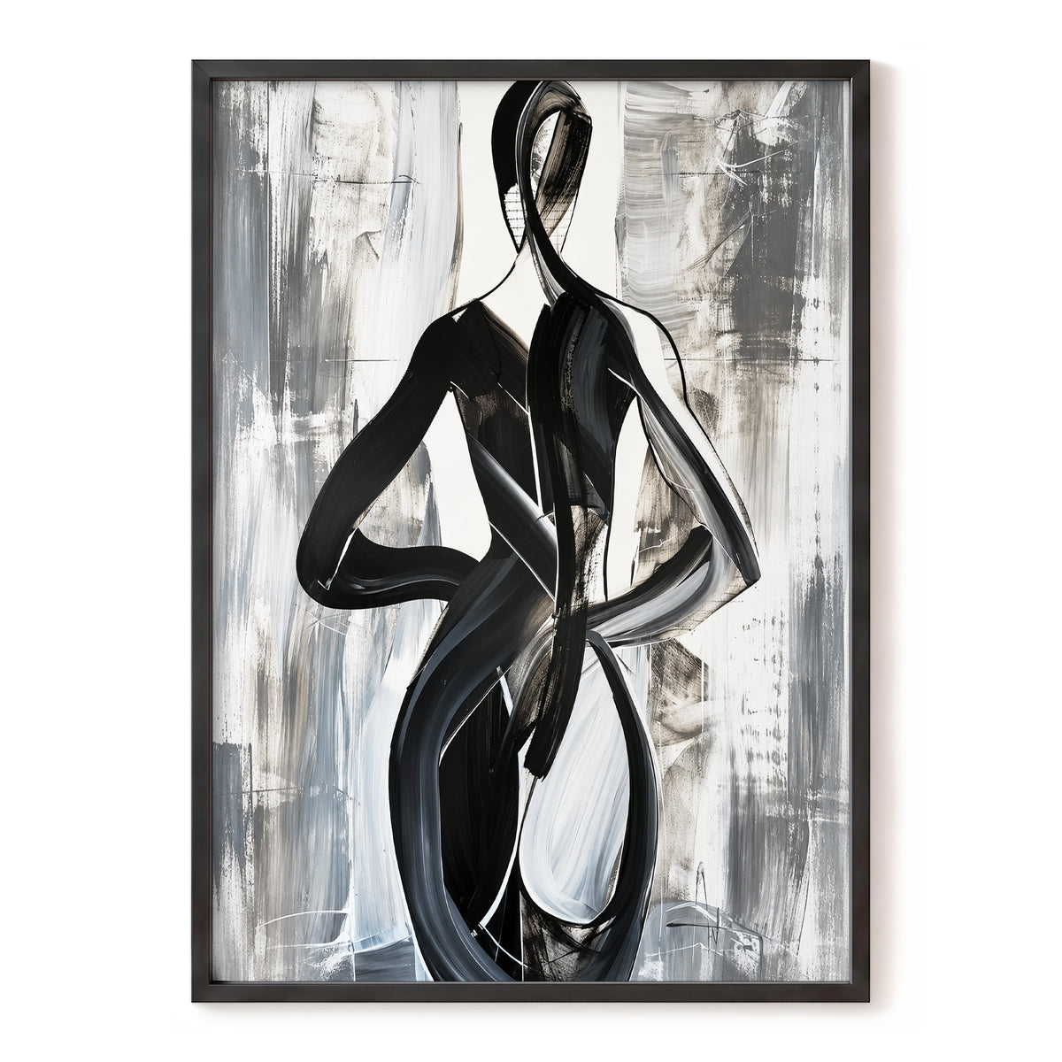 Monochrome Continuum, black, white, gray abstract wall art, front artwork view