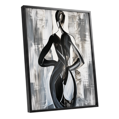 Monochrome Continuum, black, white, gray abstract wall art shown as a black framed poster wall art print