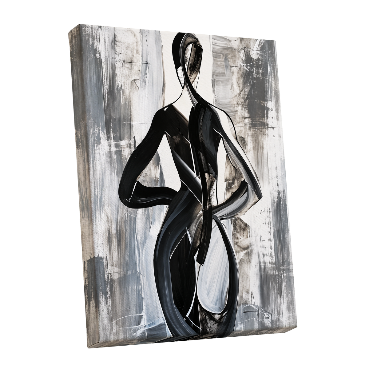 Monochrome Continuum, black, white, gray abstract wall art shown as a stretched canvas wall art