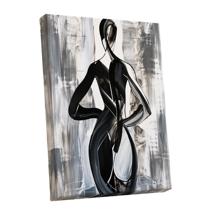 Monochrome Continuum, black, white, gray abstract wall art shown as a stretched canvas wall art