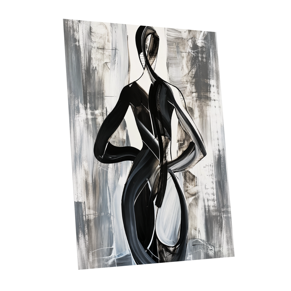 Monochrome Continuum, black, white, gray abstract wall art shown as a unframed poster wall art print