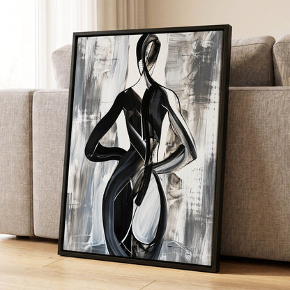 Monochrome Continuum, black, white, gray abstract wall art displayed in a styled interior, gallery view 1