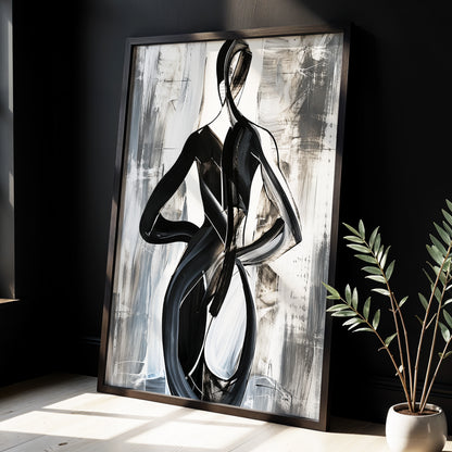 Monochrome Continuum, black, white, gray abstract wall art displayed in a styled interior, gallery view 4