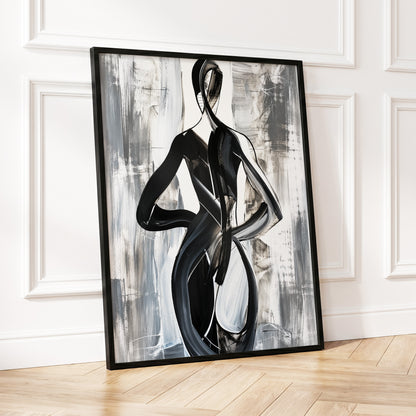 Monochrome Continuum, black, white, gray abstract wall art displayed in a styled interior, gallery view 5