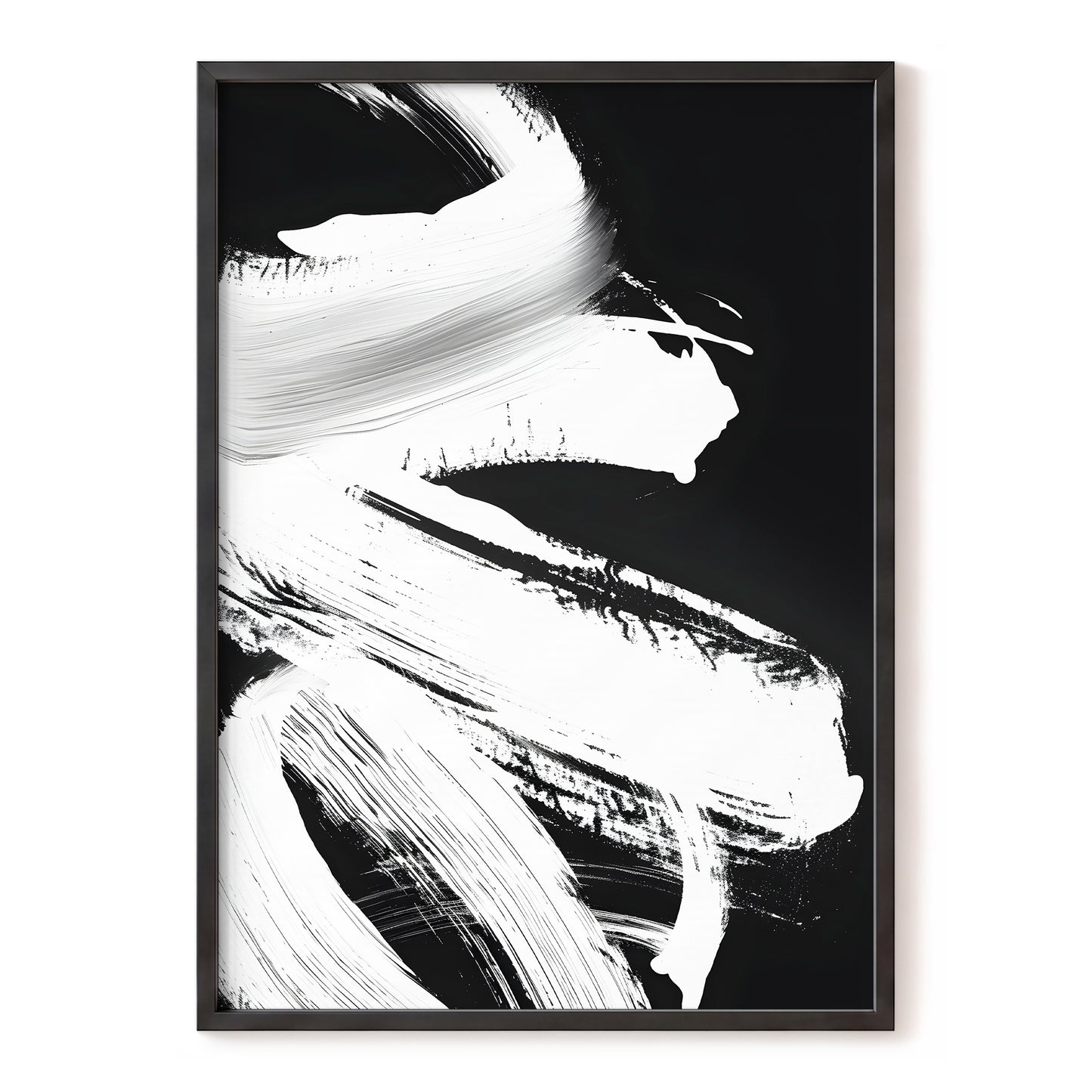 Monochrome Current, black, white, gray abstract wall art, front artwork view