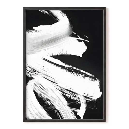 Monochrome Current, black, white, gray abstract wall art, front artwork view