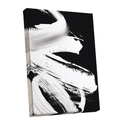 Monochrome Current, black, white, gray abstract wall art shown as a stretched canvas wall art