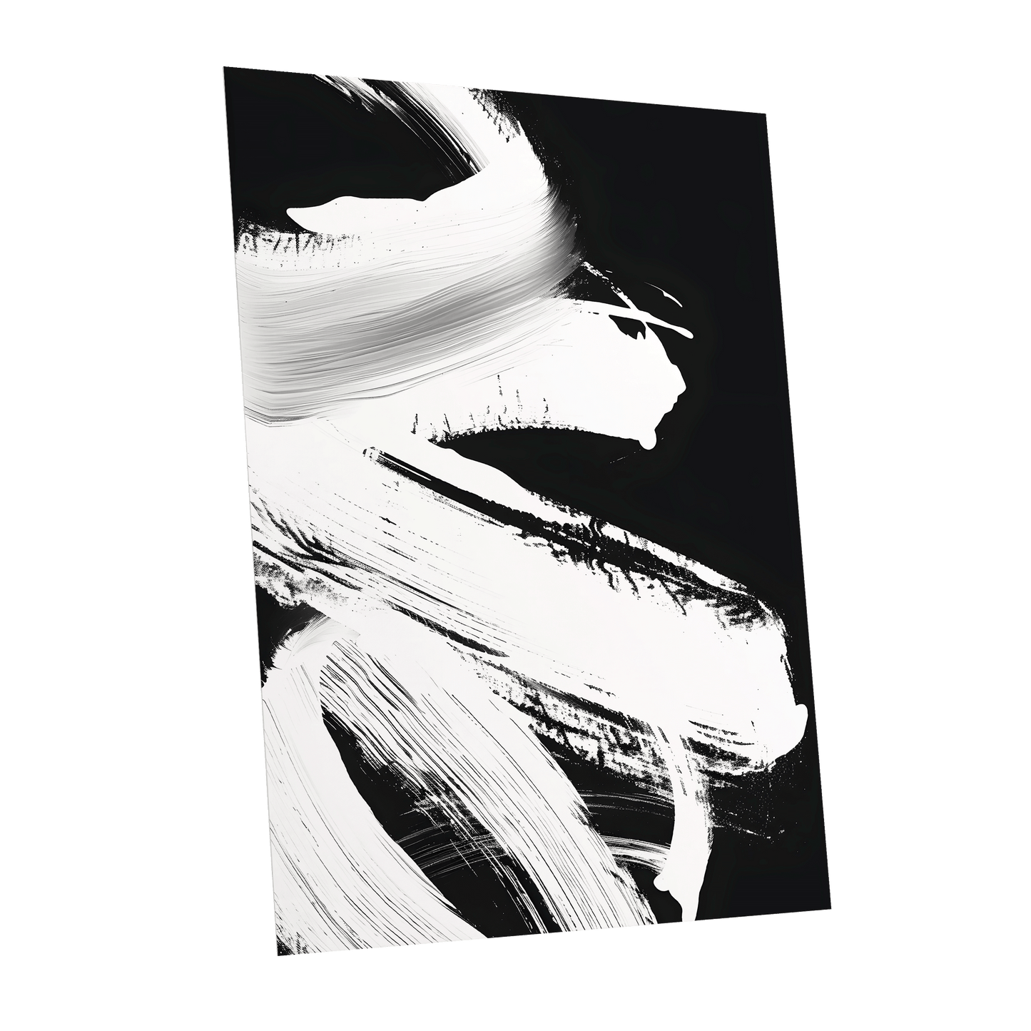 Monochrome Current, black, white, gray abstract wall art shown as a unframed poster wall art print