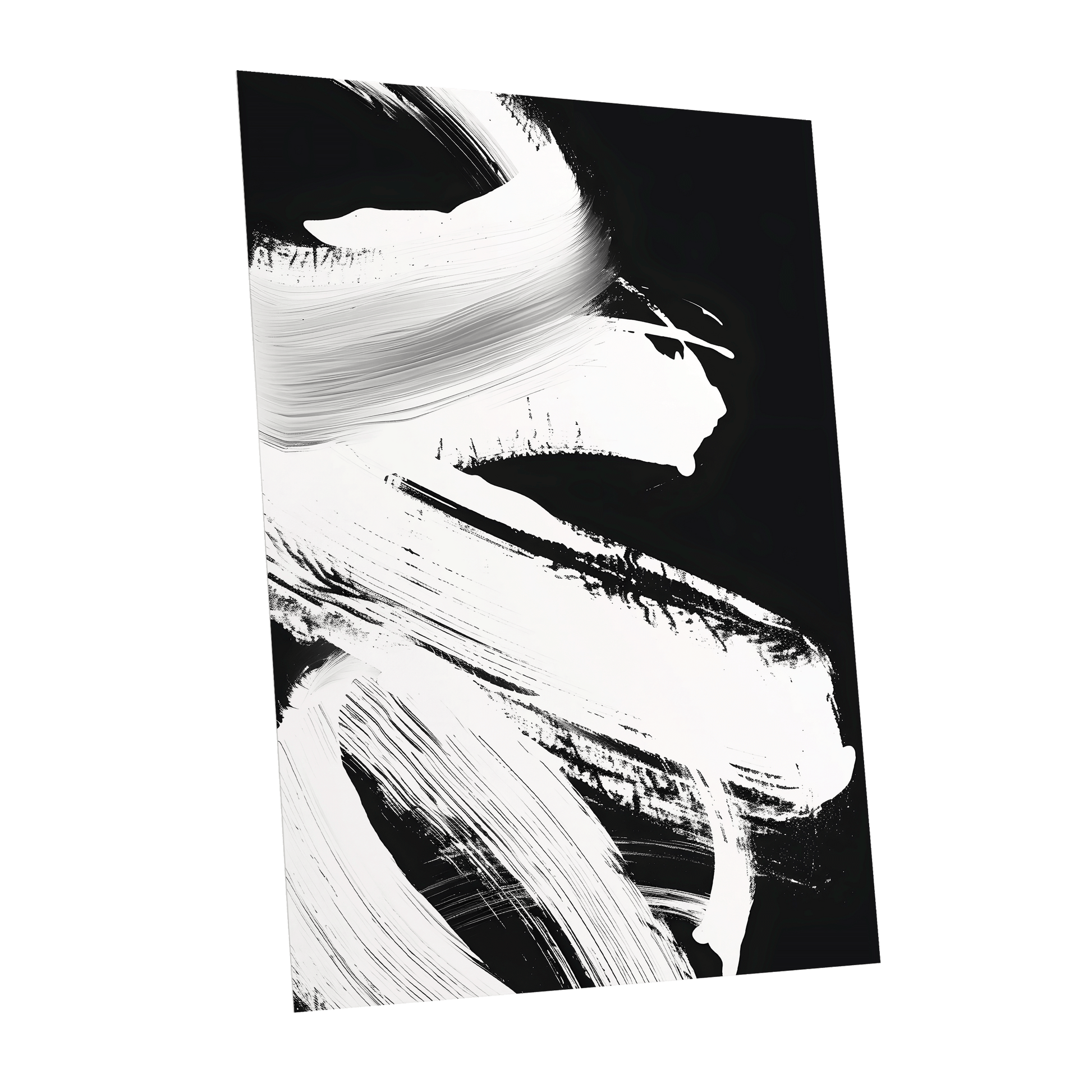 Monochrome Current, black, white, gray abstract wall art shown as a unframed poster wall art print