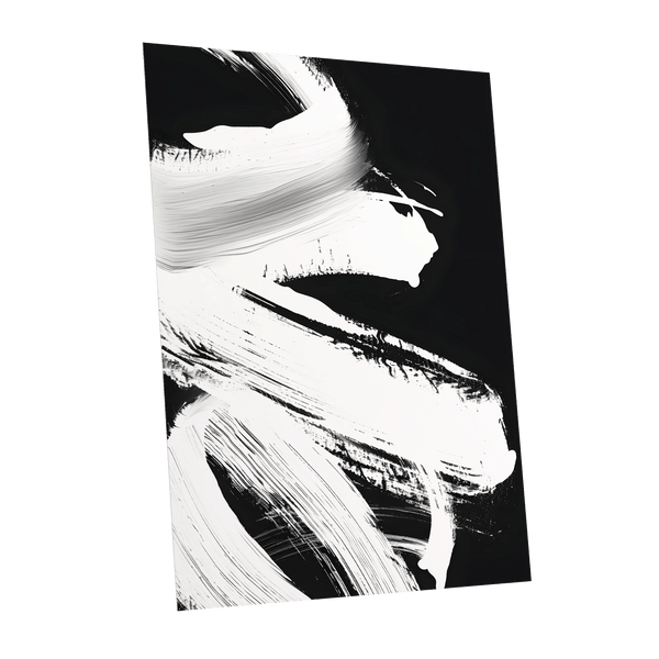 Monochrome Current, black, white, gray abstract wall art shown as a unframed poster wall art print