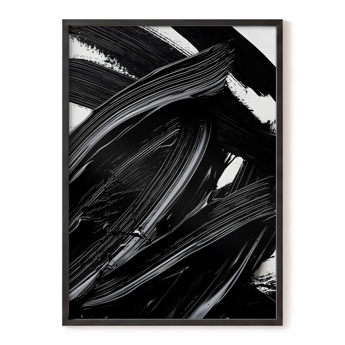 Monochrome Flux, black, white, gray abstract wall art, front artwork view