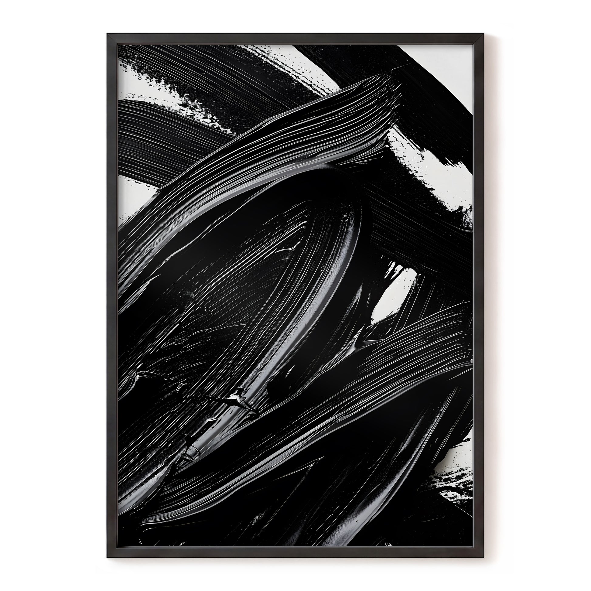 Monochrome Flux, black, white, gray abstract wall art, front artwork view
