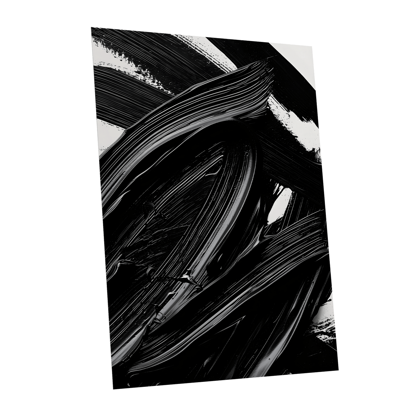 Monochrome Flux, black, white, gray abstract wall art shown as a unframed poster wall art print