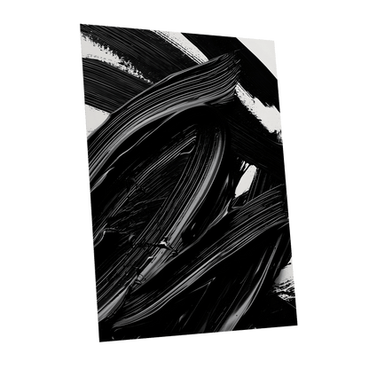 Monochrome Flux, black, white, gray abstract wall art shown as a unframed poster wall art print