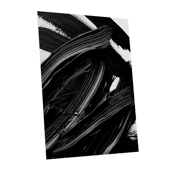 Monochrome Flux, black, white, gray abstract wall art shown as a unframed poster wall art print