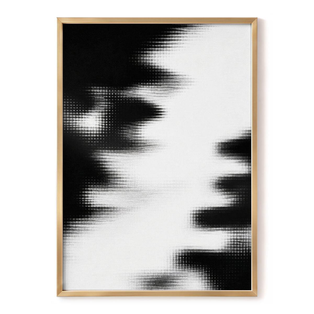 Monochrome Interference, black, white, gray abstract wall art, front artwork view