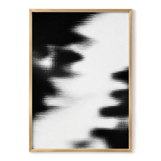 Monochrome Interference, black, white, gray abstract wall art, front artwork view