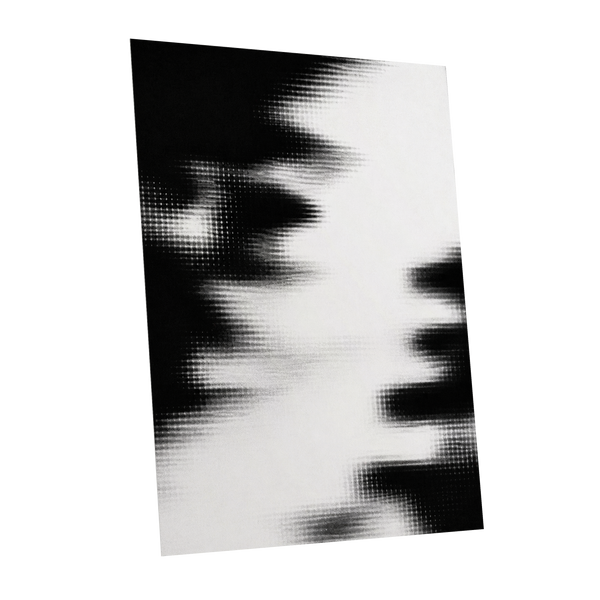 Monochrome Interference, black, white, gray abstract wall art shown as a unframed poster wall art print
