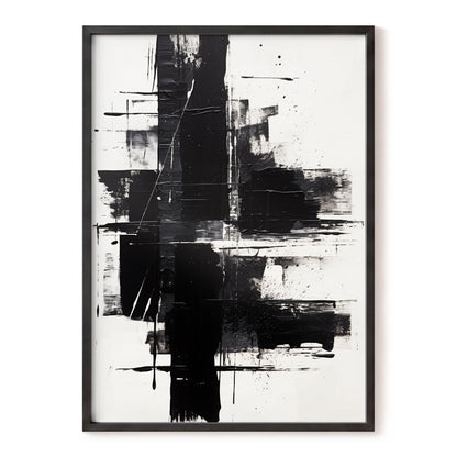 Monochrome Intersections, black, white, gray abstract wall art, front artwork view