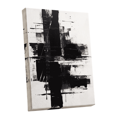 Monochrome Intersections, black, white, gray abstract wall art shown as a stretched canvas wall art