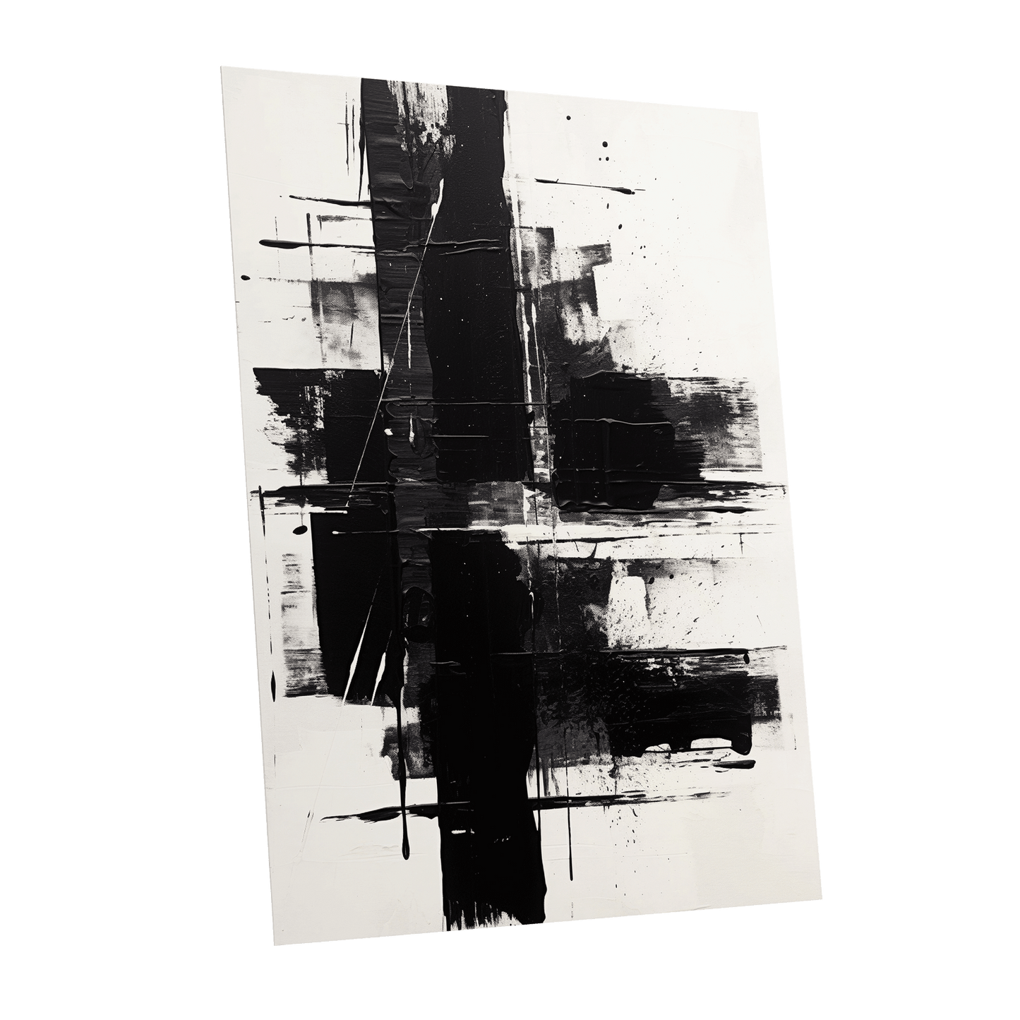 Monochrome Intersections, black, white, gray abstract wall art shown as a unframed poster wall art print