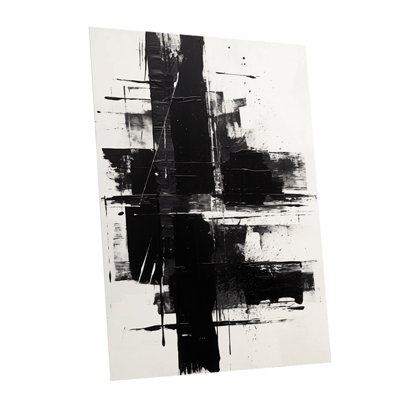 Monochrome Intersections, black, white, gray abstract wall art shown as a unframed poster wall art print