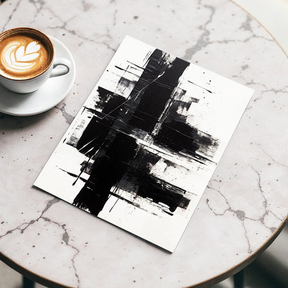 Monochrome Intersections, black, white, gray abstract wall art displayed in a styled interior, gallery view 3