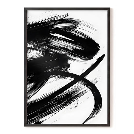 Monochrome Momentum, black, white abstract wall art, front artwork view